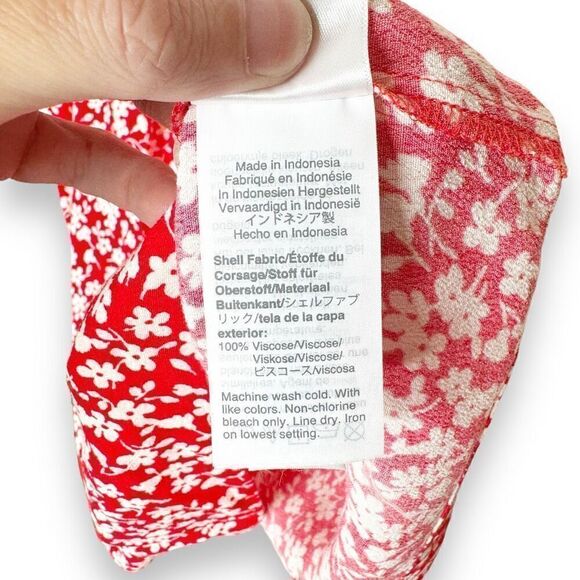 J. Crew Re-Imagined Scoop Neck Top Tossed Bouquet Red Floral Print Women’s Siz S - Picture 5 of 7